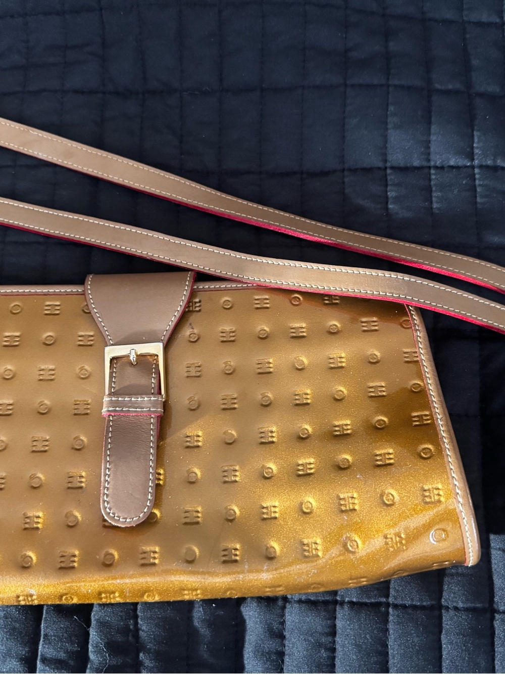 Arcadia Metallic Gold and Tan Crossbody Bag